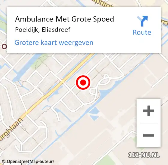 Locatie op kaart van de 112 melding: Ambulance Met Grote Spoed Naar Poeldijk, Eliasdreef op 3 augustus 2024 03:30