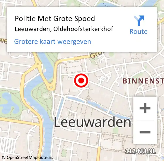 Locatie op kaart van de 112 melding: Politie Met Grote Spoed Naar Leeuwarden, Oldehoofsterkerkhof op 3 augustus 2024 04:15