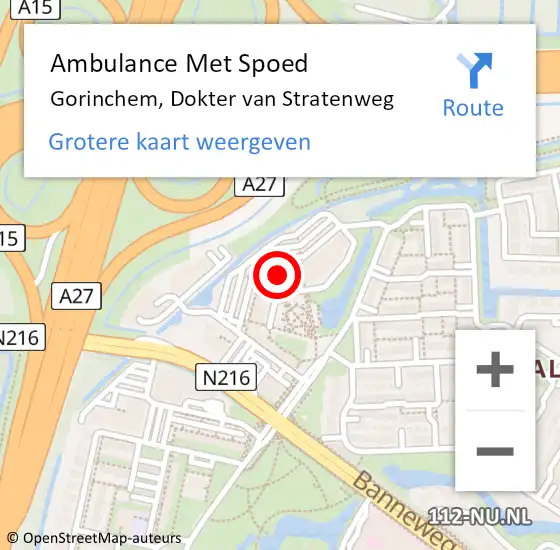 Locatie op kaart van de 112 melding: Ambulance Met Spoed Naar Gorinchem, Dokter van Stratenweg op 3 augustus 2024 04:31