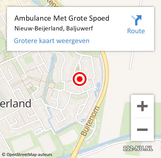 Locatie op kaart van de 112 melding: Ambulance Met Grote Spoed Naar Nieuw-Beijerland, Baljuwerf op 3 augustus 2024 04:58