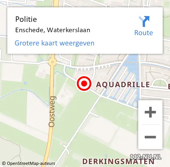 Locatie op kaart van de 112 melding: Politie Enschede, Waterkerslaan op 3 augustus 2024 05:17