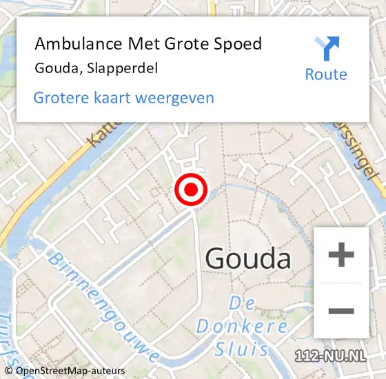 Locatie op kaart van de 112 melding: Ambulance Met Grote Spoed Naar Gouda, Slapperdel op 3 augustus 2024 07:24