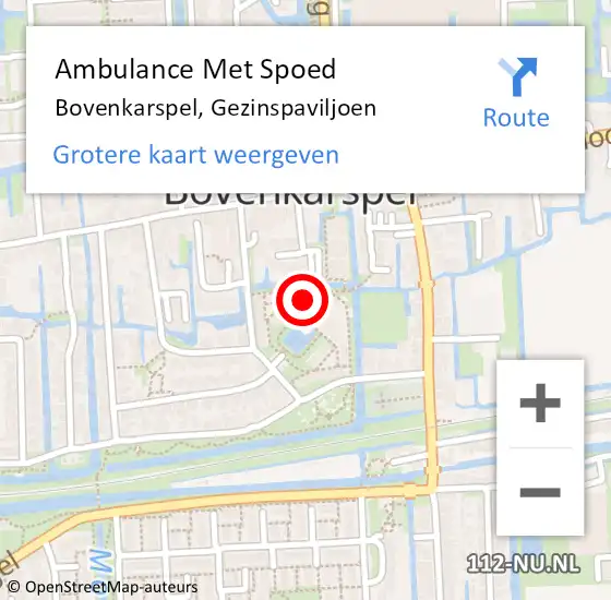 Locatie op kaart van de 112 melding: Ambulance Met Spoed Naar Bovenkarspel, Gezinspaviljoen op 3 augustus 2024 07:29