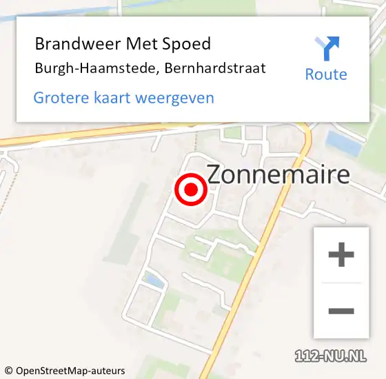 Locatie op kaart van de 112 melding: Brandweer Met Spoed Naar Burgh-Haamstede, Bernhardstraat op 3 augustus 2024 07:51