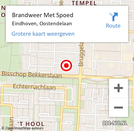 Locatie op kaart van de 112 melding: Brandweer Met Spoed Naar Eindhoven, Oostendelaan op 3 augustus 2024 08:00