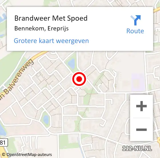 Locatie op kaart van de 112 melding: Brandweer Met Spoed Naar Bennekom, Ereprijs op 3 augustus 2024 08:05