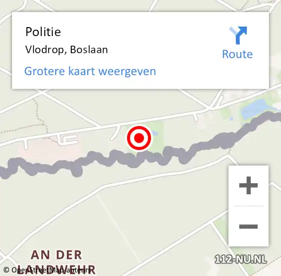 Locatie op kaart van de 112 melding: Politie Vlodrop, Boslaan op 3 augustus 2024 08:11