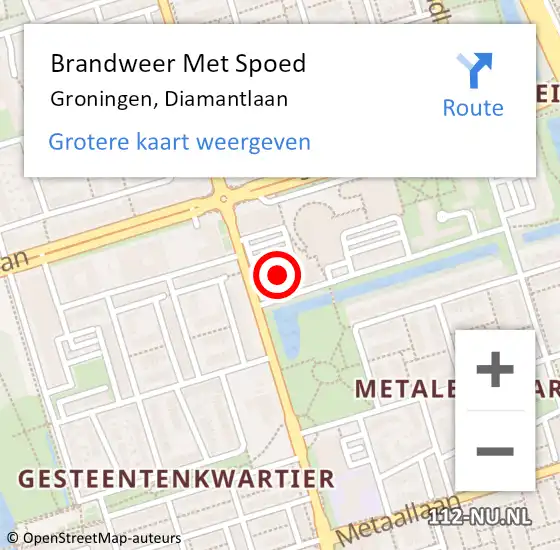 Locatie op kaart van de 112 melding: Brandweer Met Spoed Naar Groningen, Diamantlaan op 3 augustus 2024 08:30