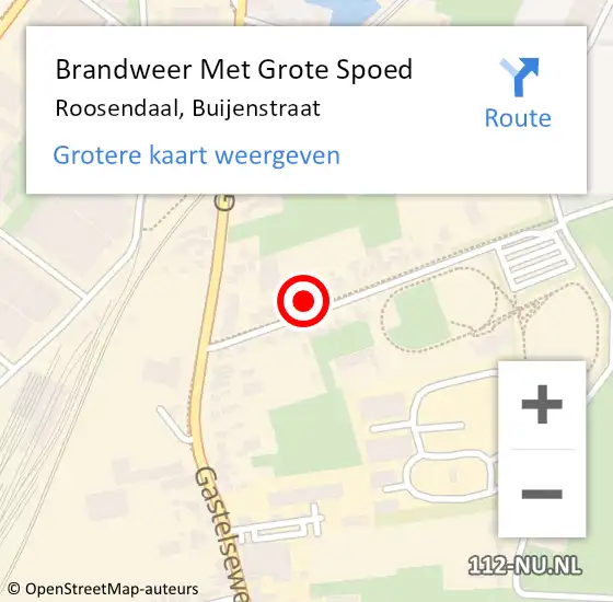 Locatie op kaart van de 112 melding: Brandweer Met Grote Spoed Naar Roosendaal, Buijenstraat op 3 augustus 2024 08:51