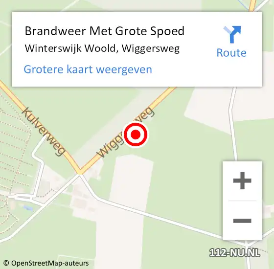 Locatie op kaart van de 112 melding: Brandweer Met Grote Spoed Naar Winterswijk Woold, Wiggersweg op 3 augustus 2024 09:02