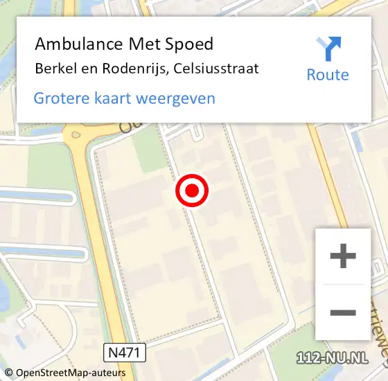 Locatie op kaart van de 112 melding: Ambulance Met Spoed Naar Berkel en Rodenrijs, Celsiusstraat op 3 augustus 2024 09:48