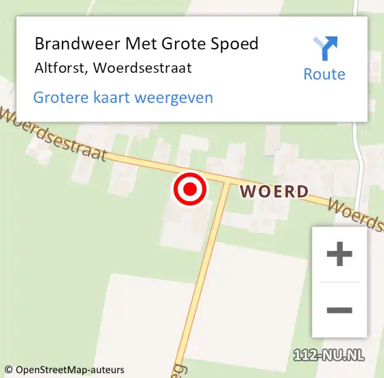 Locatie op kaart van de 112 melding: Brandweer Met Grote Spoed Naar Altforst, Woerdsestraat op 3 augustus 2024 10:12