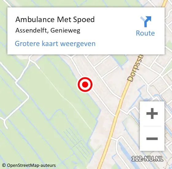 Locatie op kaart van de 112 melding: Ambulance Met Spoed Naar Assendelft, Genieweg op 3 augustus 2024 10:30