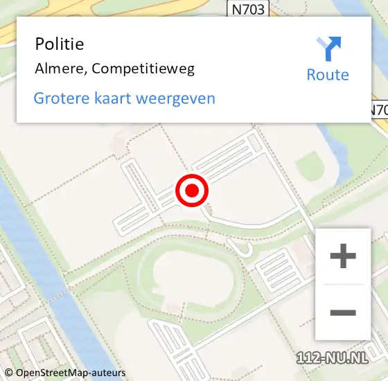 Locatie op kaart van de 112 melding: Politie Almere, Competitieweg op 15 oktober 2014 09:21