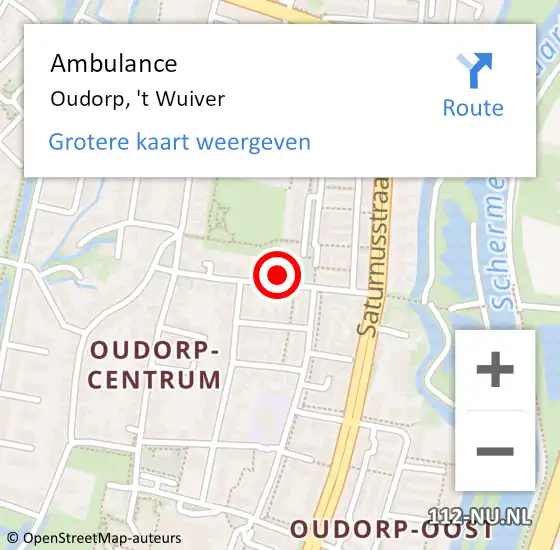 Locatie op kaart van de 112 melding: Ambulance Oudorp, 't Wuiver op 3 augustus 2024 10:37