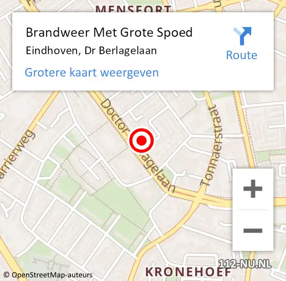 Locatie op kaart van de 112 melding: Brandweer Met Grote Spoed Naar Eindhoven, Dr Berlagelaan op 3 augustus 2024 10:51