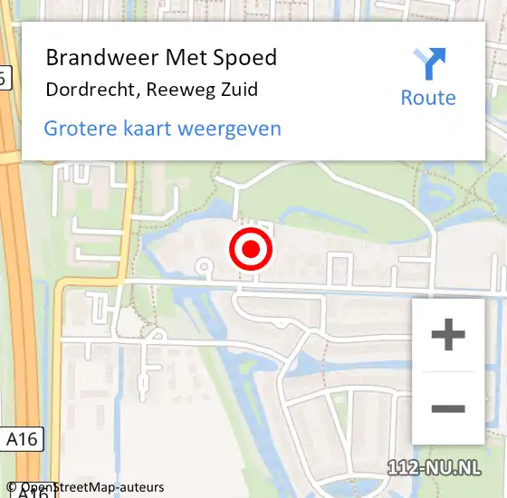 Locatie op kaart van de 112 melding: Brandweer Met Spoed Naar Dordrecht, Reeweg Zuid op 3 augustus 2024 10:52