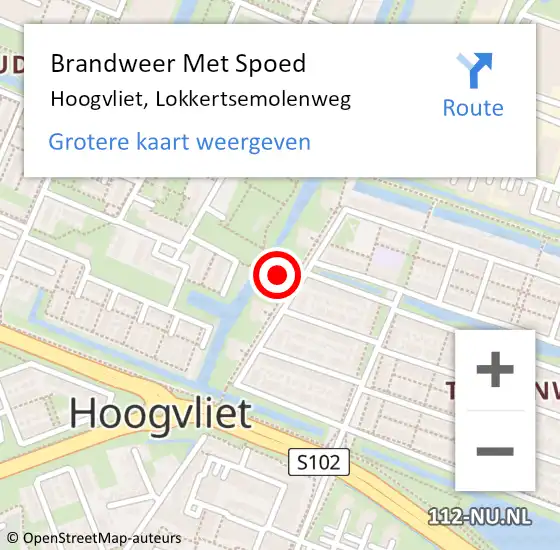 Locatie op kaart van de 112 melding: Brandweer Met Spoed Naar Hoogvliet, Lokkertsemolenweg op 3 augustus 2024 11:08