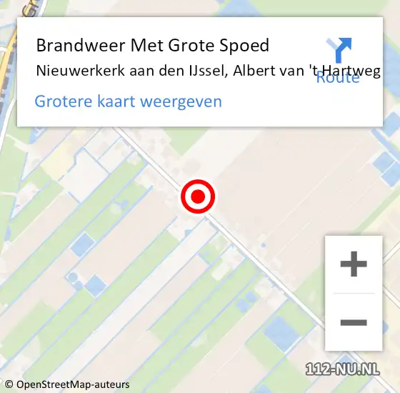 Locatie op kaart van de 112 melding: Brandweer Met Grote Spoed Naar Nieuwerkerk aan den IJssel, Albert van 't Hartweg op 3 augustus 2024 11:17