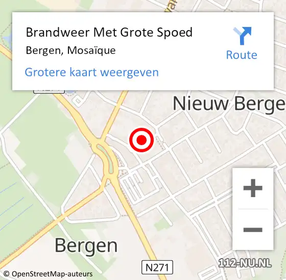 Locatie op kaart van de 112 melding: Brandweer Met Grote Spoed Naar Bergen, Mosaïque op 3 augustus 2024 11:30