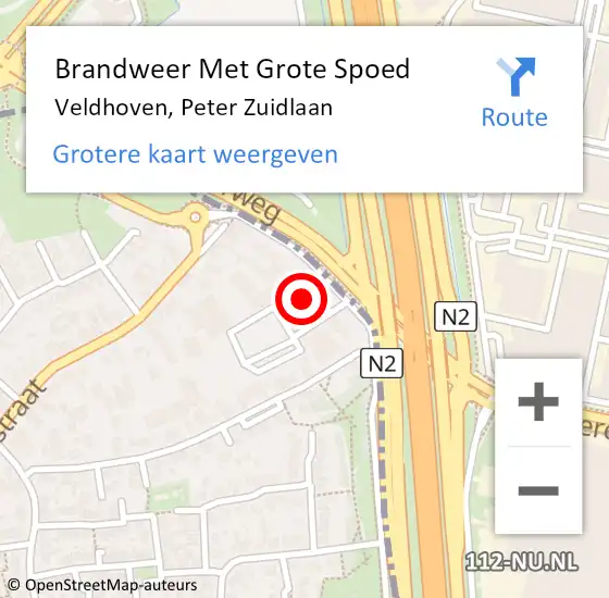 Locatie op kaart van de 112 melding: Brandweer Met Grote Spoed Naar Veldhoven, Peter Zuidlaan op 3 augustus 2024 11:36