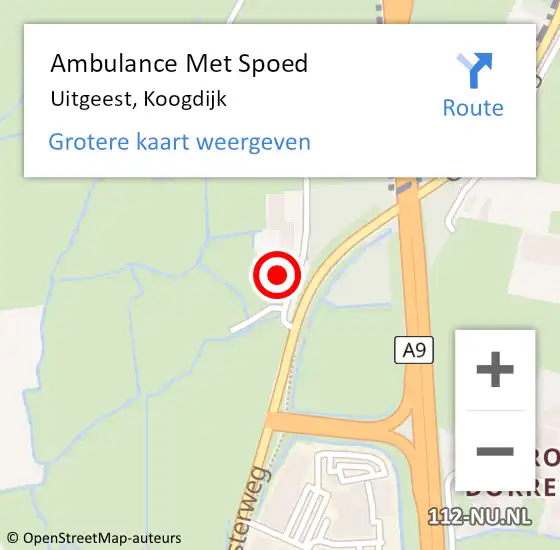 Locatie op kaart van de 112 melding: Ambulance Met Spoed Naar Uitgeest, Koogdijk op 3 augustus 2024 11:50