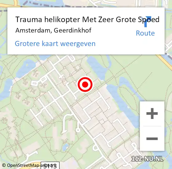 Locatie op kaart van de 112 melding: Trauma helikopter Met Zeer Grote Spoed Naar Amsterdam, Geerdinkhof op 3 augustus 2024 11:50