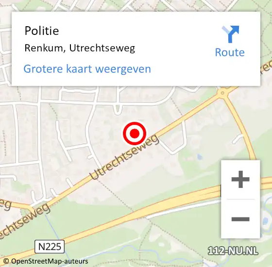 Locatie op kaart van de 112 melding: Politie Renkum, Utrechtseweg op 3 augustus 2024 12:03