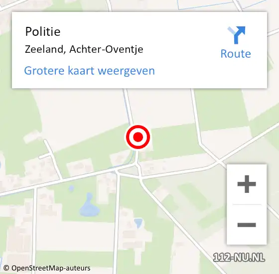 Locatie op kaart van de 112 melding: Politie Zeeland, Achter-Oventje op 3 augustus 2024 12:06