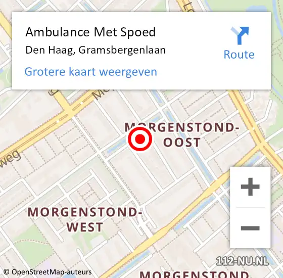 Locatie op kaart van de 112 melding: Ambulance Met Spoed Naar Den Haag, Gramsbergenlaan op 3 augustus 2024 12:31