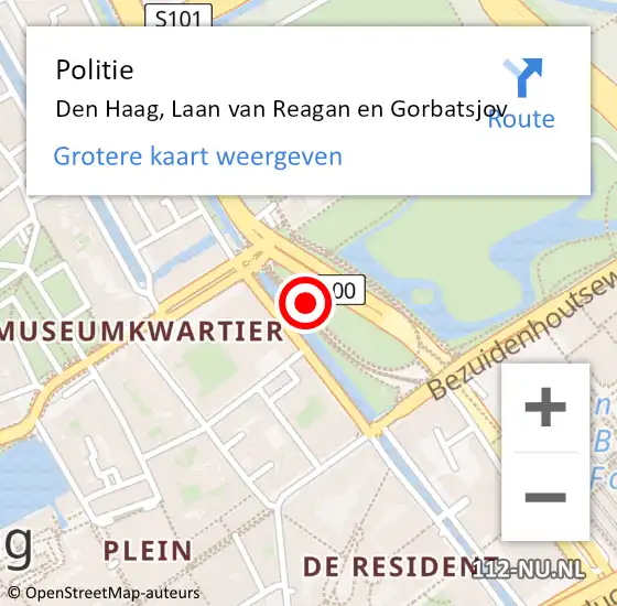 Locatie op kaart van de 112 melding: Politie Den Haag, Laan van Reagan en Gorbatsjov op 3 augustus 2024 12:32