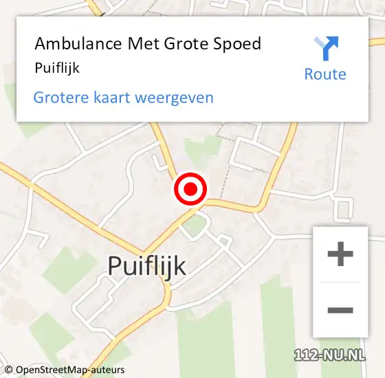 Locatie op kaart van de 112 melding: Ambulance Met Grote Spoed Naar Puiflijk op 3 augustus 2024 12:35