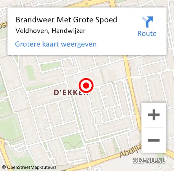 Locatie op kaart van de 112 melding: Brandweer Met Grote Spoed Naar Veldhoven, Handwijzer op 3 augustus 2024 12:37