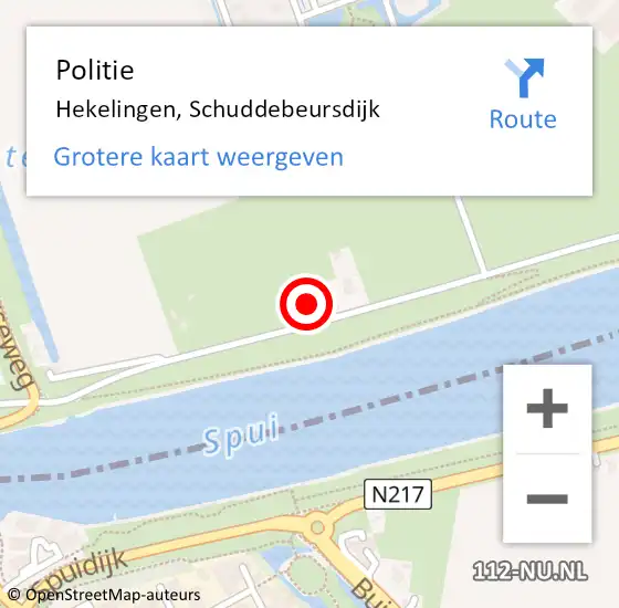 Locatie op kaart van de 112 melding: Politie Hekelingen, Schuddebeursdijk op 3 augustus 2024 12:38
