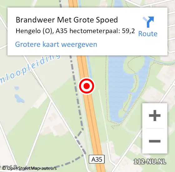 Locatie op kaart van de 112 melding: Brandweer Met Grote Spoed Naar Hengelo (O), A35 hectometerpaal: 59,2 op 3 augustus 2024 12:44