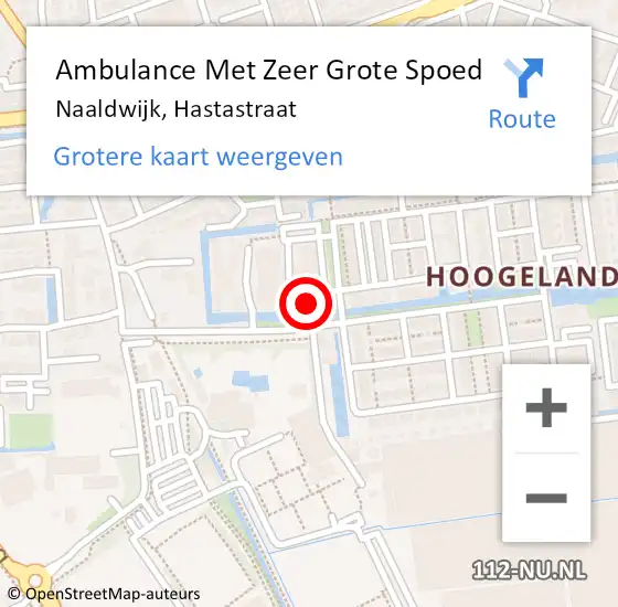 Locatie op kaart van de 112 melding: Ambulance Met Zeer Grote Spoed Naar Naaldwijk, Hastastraat op 3 augustus 2024 12:46