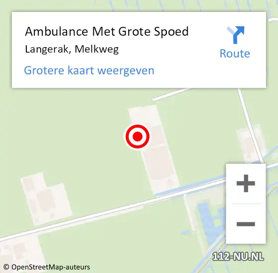 Locatie op kaart van de 112 melding: Ambulance Met Grote Spoed Naar Langerak, Melkweg op 3 augustus 2024 12:52