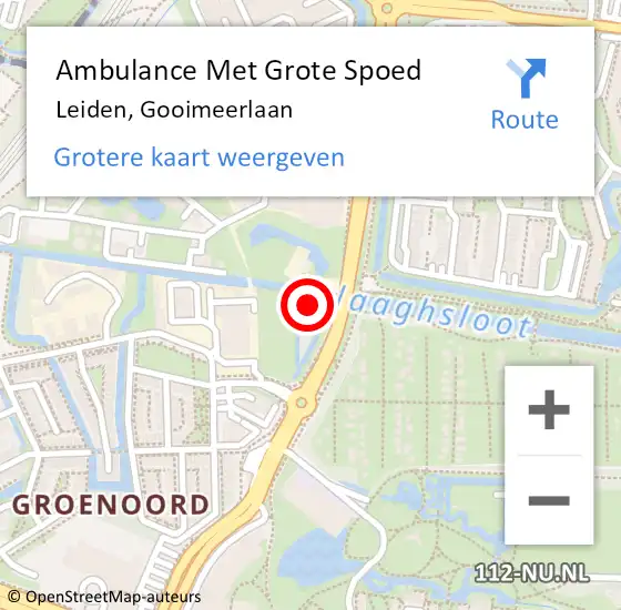 Locatie op kaart van de 112 melding: Ambulance Met Grote Spoed Naar Leiden, Gooimeerlaan op 3 augustus 2024 12:55