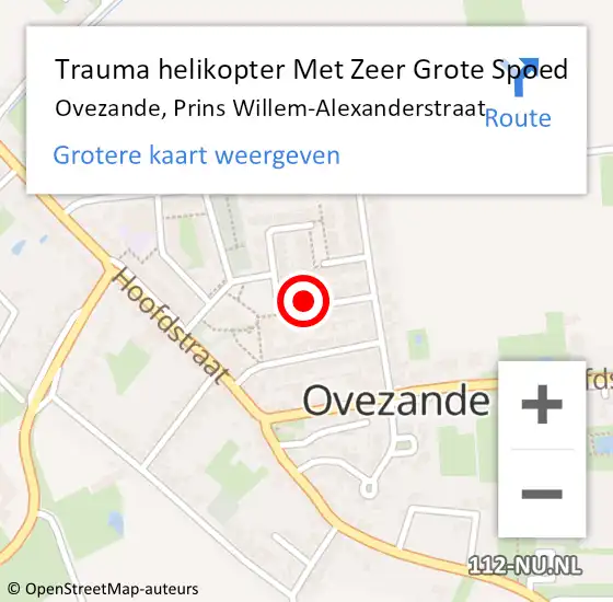 Locatie op kaart van de 112 melding: Trauma helikopter Met Zeer Grote Spoed Naar Ovezande, Prins Willem-Alexanderstraat op 3 augustus 2024 13:05
