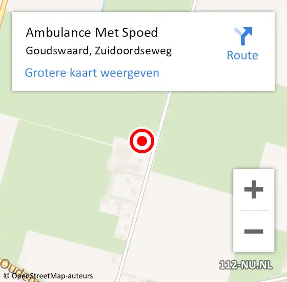 Locatie op kaart van de 112 melding: Ambulance Met Spoed Naar Goudswaard, Zuidoordseweg op 3 augustus 2024 13:08