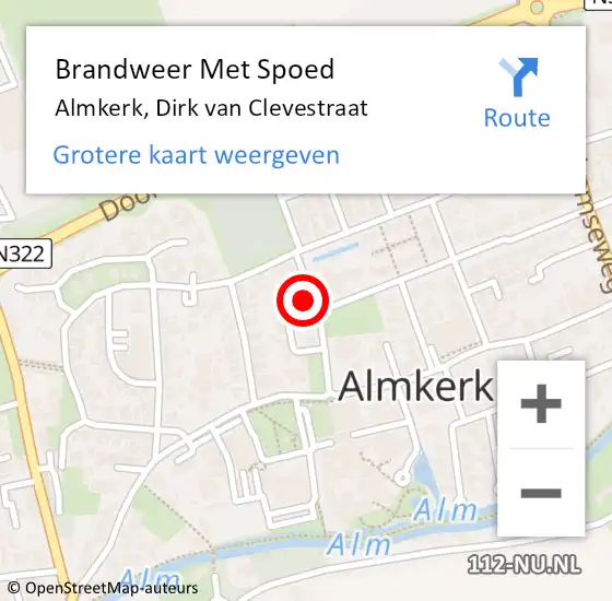 Locatie op kaart van de 112 melding: Brandweer Met Spoed Naar Almkerk, Dirk van Clevestraat op 3 augustus 2024 13:09