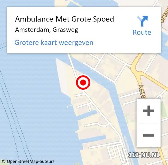 Locatie op kaart van de 112 melding: Ambulance Met Grote Spoed Naar Amsterdam, Grasweg op 3 augustus 2024 13:17