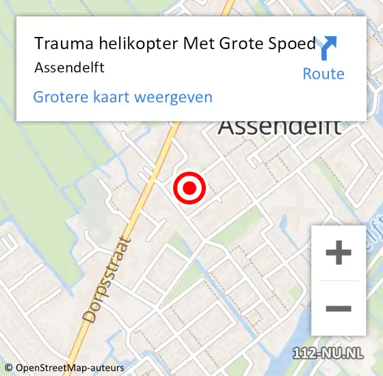 Locatie op kaart van de 112 melding: Trauma helikopter Met Grote Spoed Naar Assendelft op 3 augustus 2024 13:18