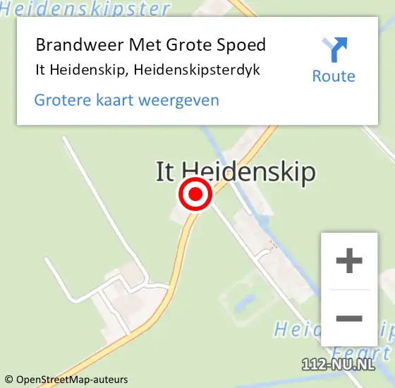 Locatie op kaart van de 112 melding: Brandweer Met Grote Spoed Naar It Heidenskip, Heidenskipsterdyk op 3 augustus 2024 13:24