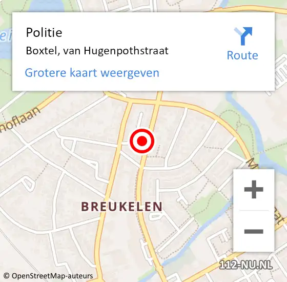 Locatie op kaart van de 112 melding: Politie Boxtel, van Hugenpothstraat op 3 augustus 2024 13:31