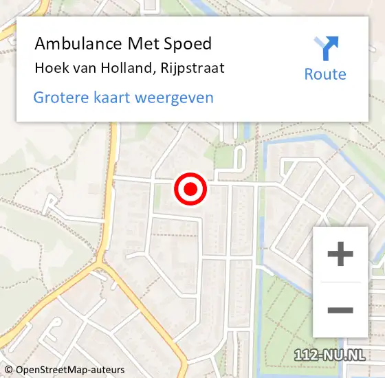 Locatie op kaart van de 112 melding: Ambulance Met Spoed Naar Hoek van Holland, Rijpstraat op 3 augustus 2024 13:45