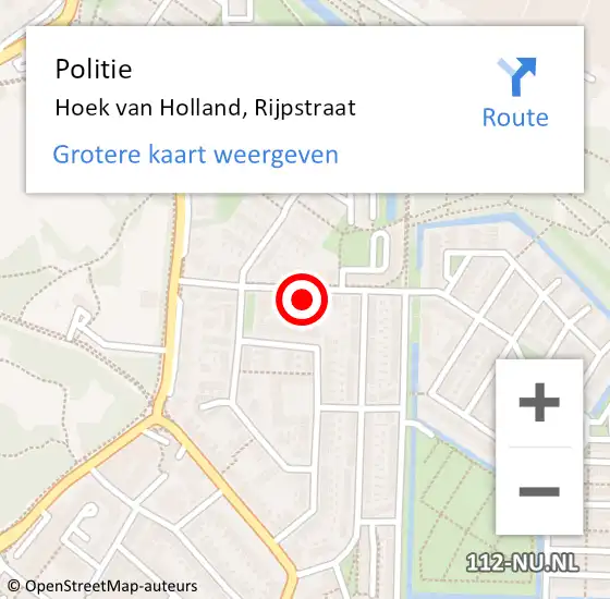 Locatie op kaart van de 112 melding: Politie Hoek van Holland, Rijpstraat op 3 augustus 2024 13:47