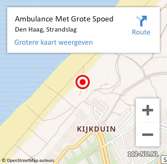 Locatie op kaart van de 112 melding: Ambulance Met Grote Spoed Naar Den Haag, Strandslag op 3 augustus 2024 14:08