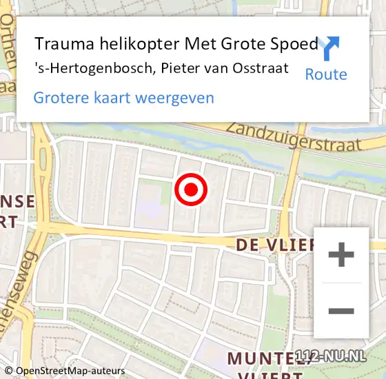 Locatie op kaart van de 112 melding: Trauma helikopter Met Grote Spoed Naar 's-Hertogenbosch, Pieter van Osstraat op 3 augustus 2024 14:13