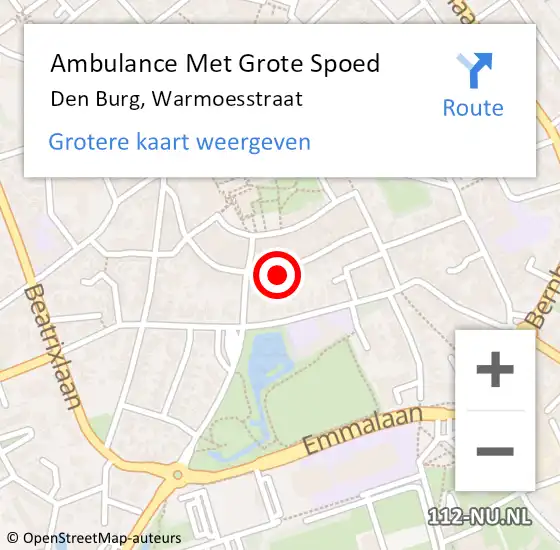 Locatie op kaart van de 112 melding: Ambulance Met Grote Spoed Naar Den Burg, Warmoesstraat op 3 augustus 2024 14:20